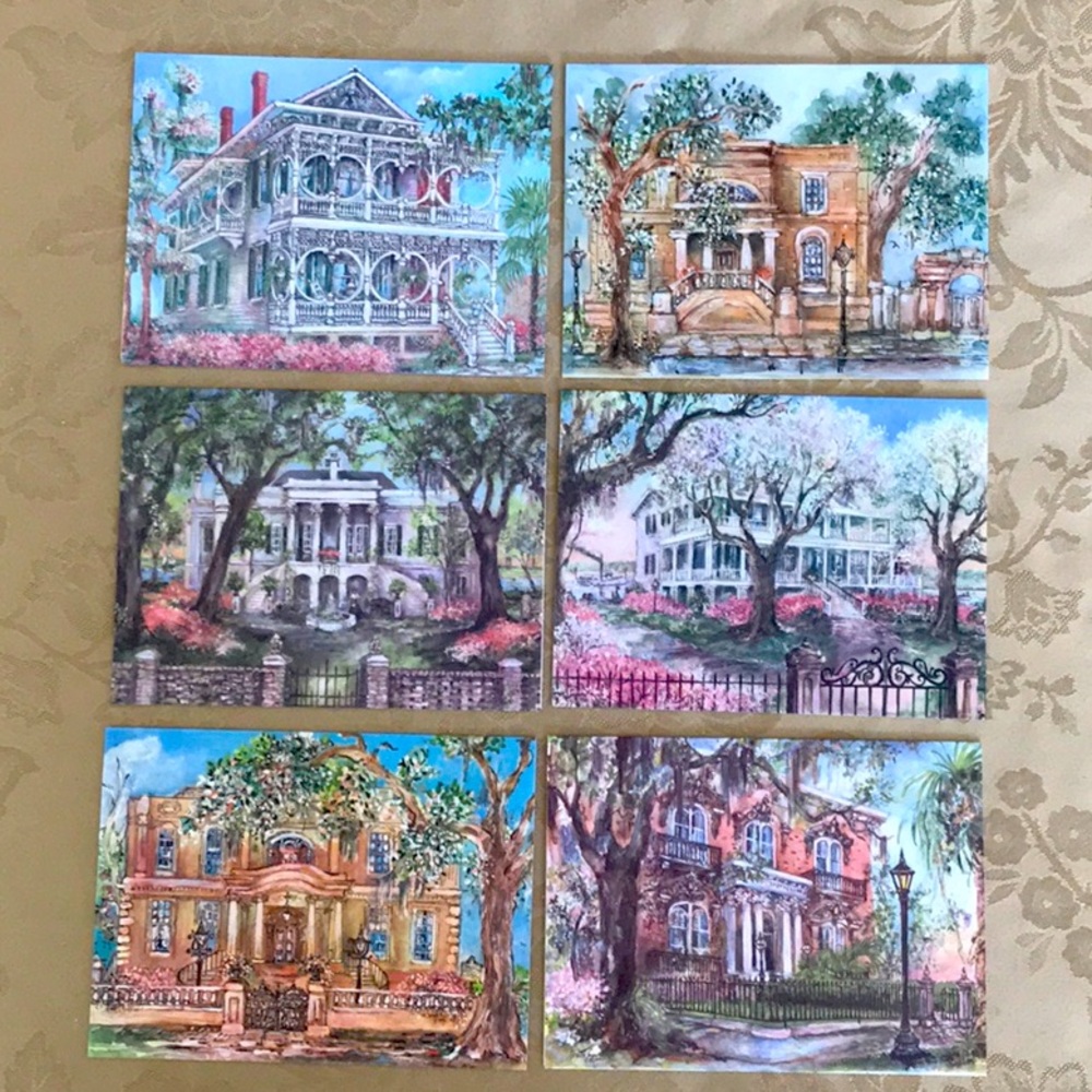 Sharon Saseen Vintage Cards Savannah Houses Unused